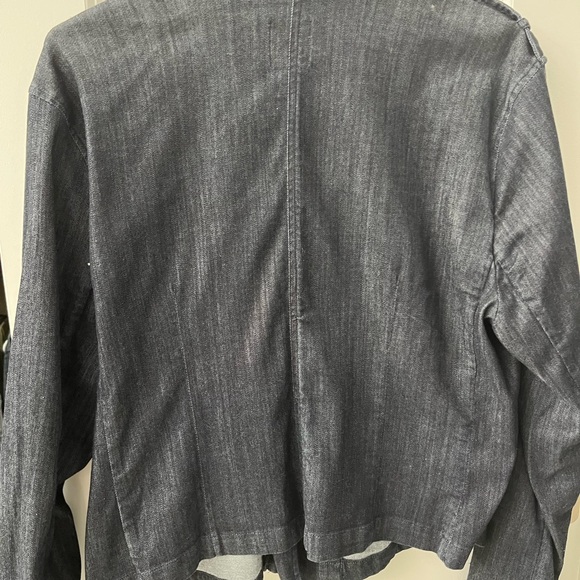 NIC+ZOE Blue Jean Jacket with Moto Style and Asymmetrical Zipper - Picture 3 of 4